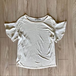 LOFT Ruffle Sleeve Linen T-Shirt